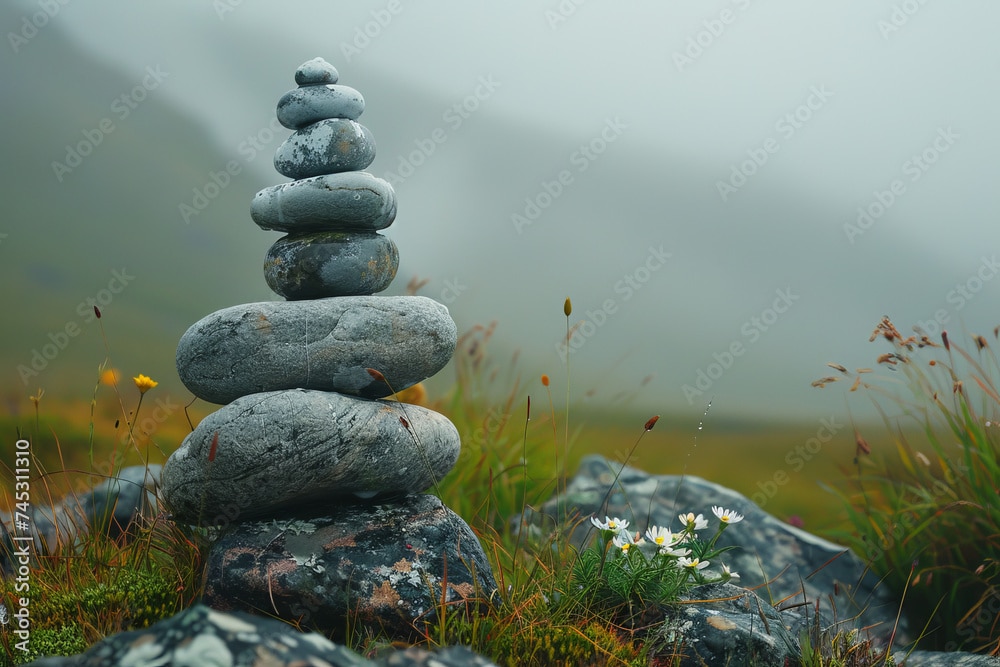 An image of 7 rocks piled up, a metaphor for Level 7 Lojong 7 points of Mind Training in the Journey to Wisdom