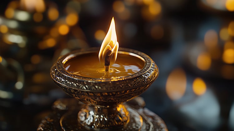 Image of a butter lamp, a symbol of Buddhist discipline